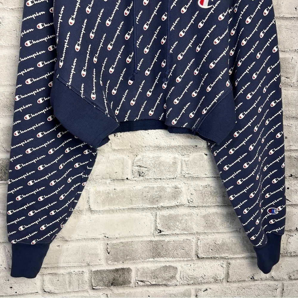 Champion Reverse Weave All Over Print Logo Cropped Hoodie Size Small - Picture 7 of 12
